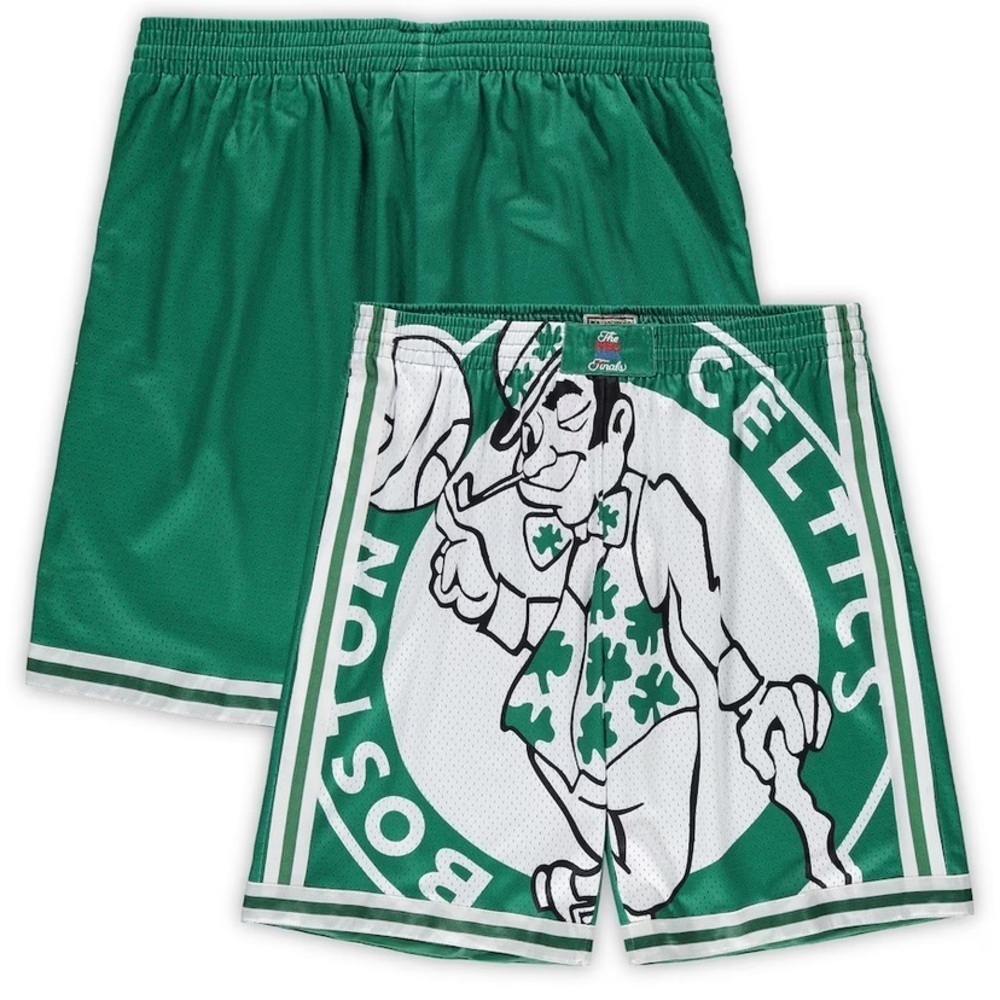 Mitchell & Ness Kelly Green Boston Celtics Hardwood Classics Big Face Shorts